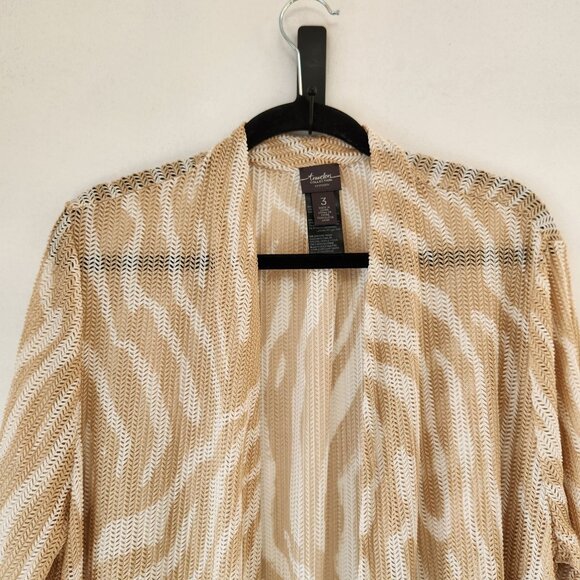 Chico's Travelers Cream Wheatmesh Cardigan Sweater Lightweight Women's XL - Picture 5 of 9